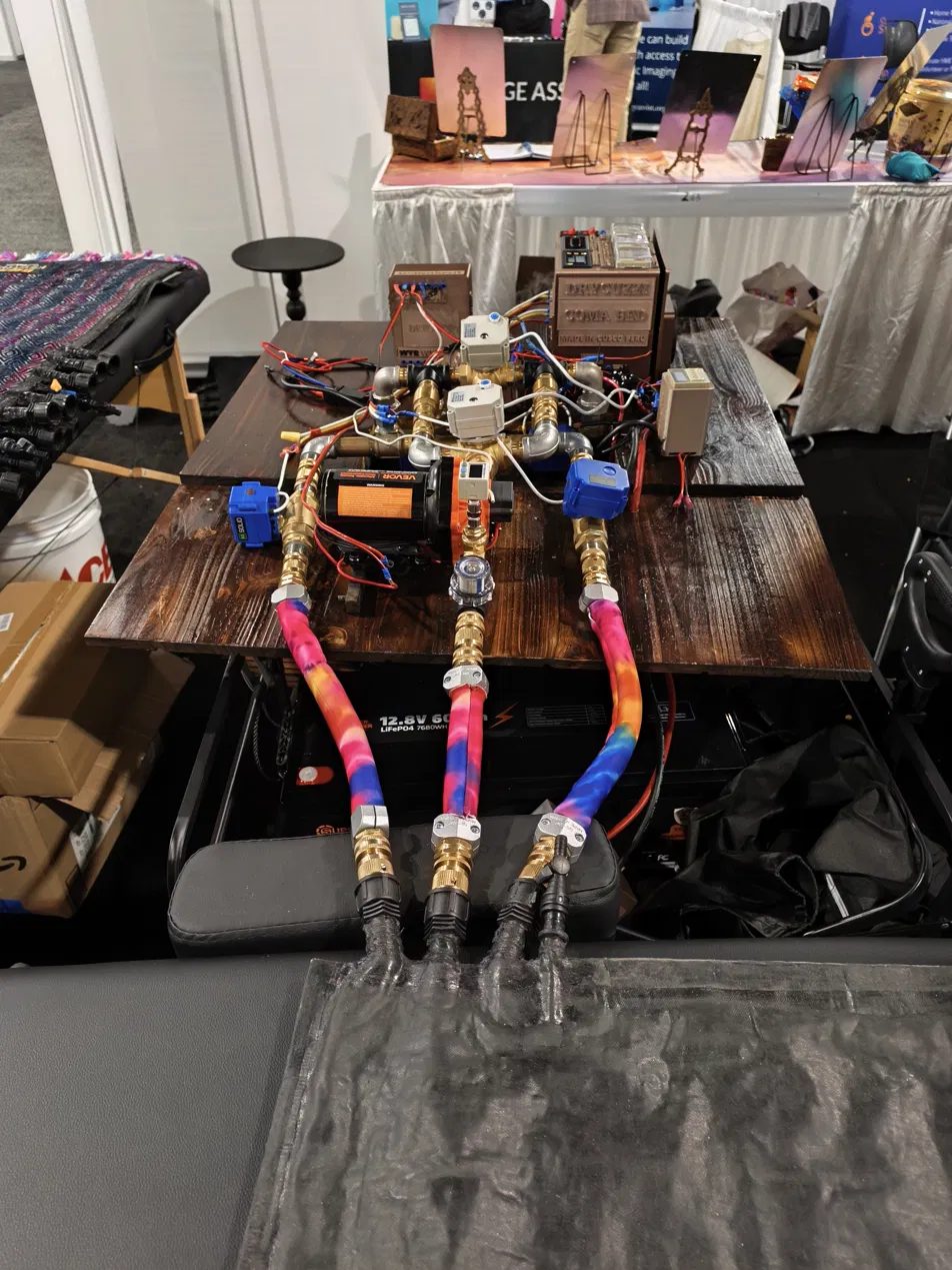 Coma Bed control manifold and supply lines feeding the hydrotherapy blanket